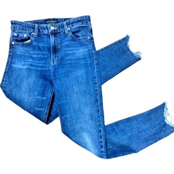 LUCKY BRAND Bridgette Skinny Women 6 28W 27L Fray Cuff Stretch Denim Blue Jean - Picture 1 of 11